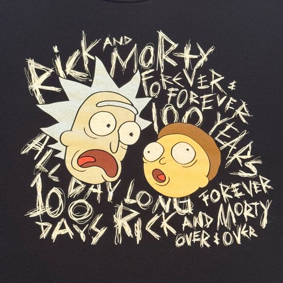 Rick & Morty Adult Swim Graphic Tee 2X Black 100% Cotton Funny Cartoon Design - Picture 2 of 7